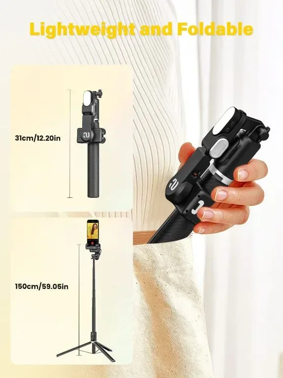Gimbal стабилизатор за смартфон, лицево проследяване, 4 в 1, 108 CM, M2PRO черен — снимка 7