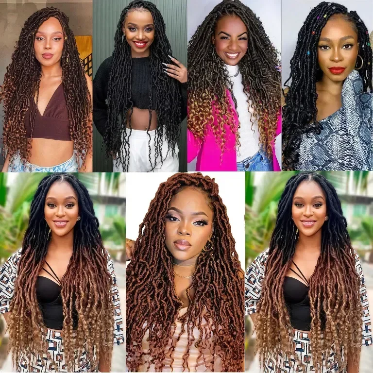 Екстеншъни за коса Faux Locs, сплетени, 60 см (пакет от 8), #1B — снимка 6