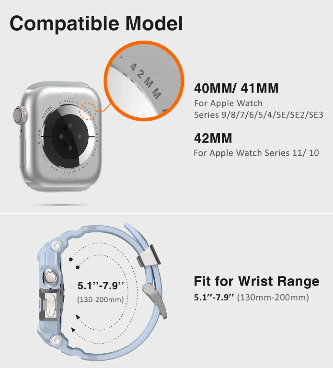 Калъф с каишка за смарт часовник ULTIMAL, съвместим с Apple Watch Series 11/10 42 мм, (42 мм, син) — снимка 3