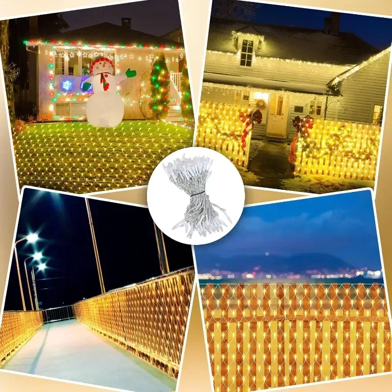 THKFUL Коледни мрежести светлини за открито,3 X 2 м,200LED, Студено бяло — снимка 6