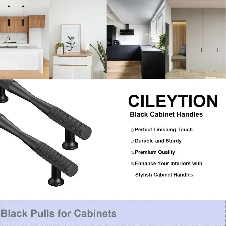 Черни дръжки за шкаф CILEYTION - 10 броя, 160 мм разстояние между отворите (212 мм дължина) — снимка 3