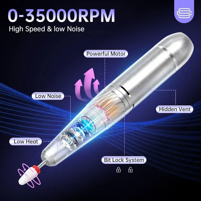 Безжична пила за нокти CHRISTINE SHELLY 35000RPM, презареждаща се — снимка 2