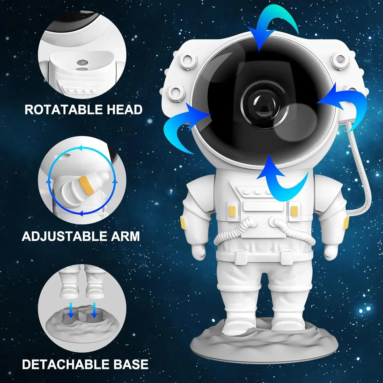 LED галактичен прожектор Astronaut Star Nebula с дистанционно и таймер (8 ефекта) — снимка 5