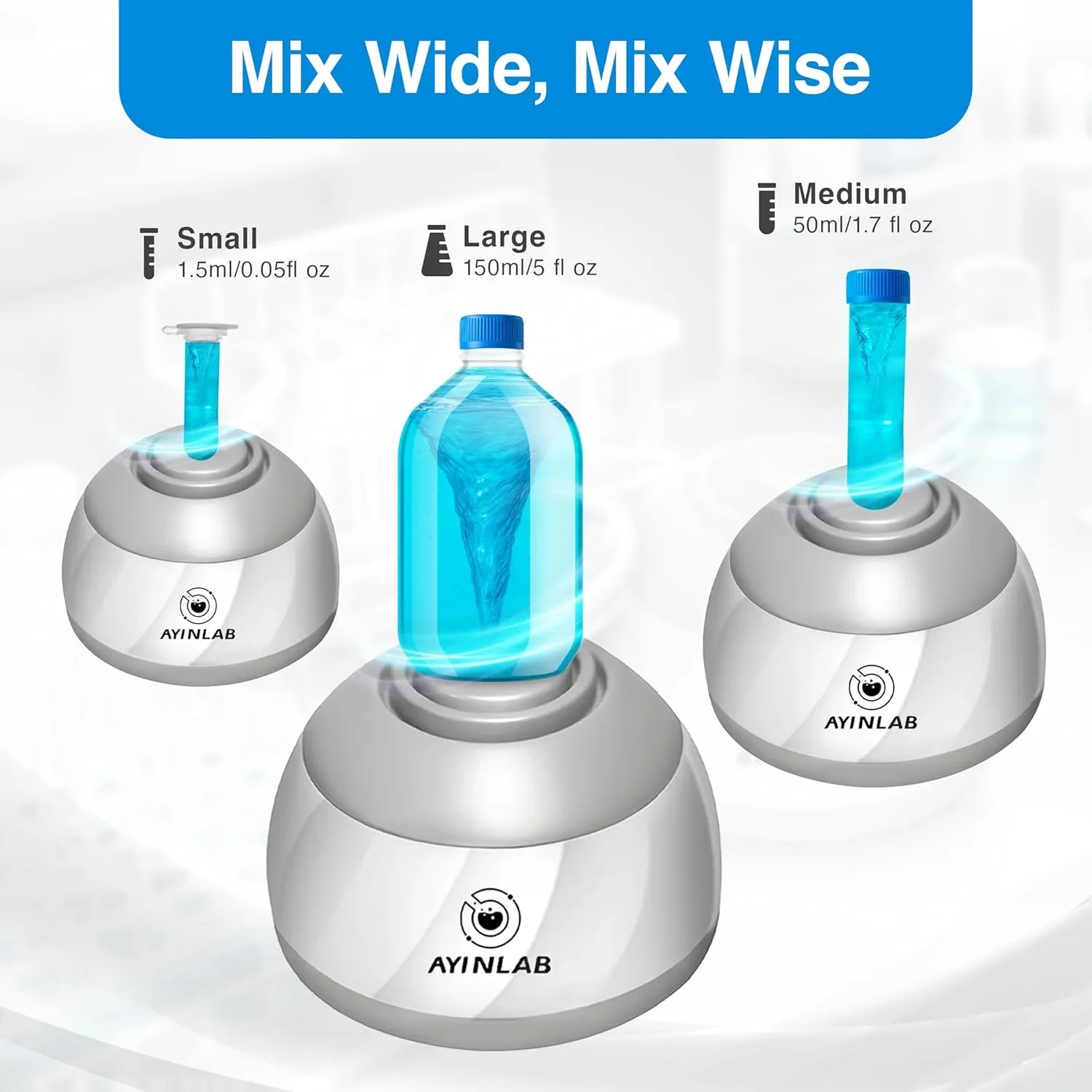 AYINLAB Vortex Mixer миксер за течности Mix Wide, безчетков мотор – до 150 мл — снимка 2