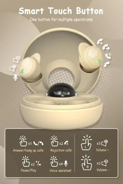 Wnqou Sleep Earbuds Шумопотискащи мини слушалки за поставяне в ушите за сън, бежово; бяло — снимка 5