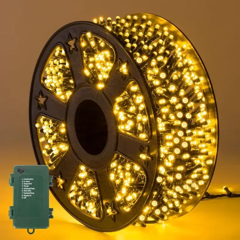 Quntis 25M 1000 LED коледни светлини, водоустойчиви, топло бяло, таймер, 8 режима