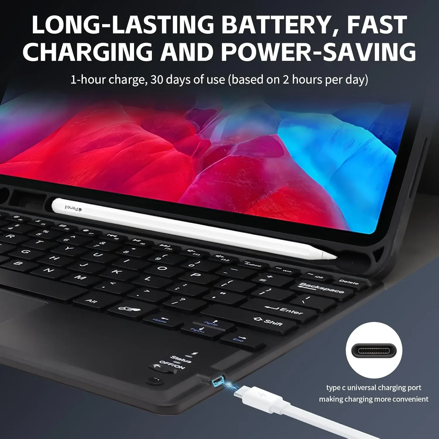 Калъф за iPad 10-то поколение с подвижна Bluetooth клавиатура и тракпад — снимка 6