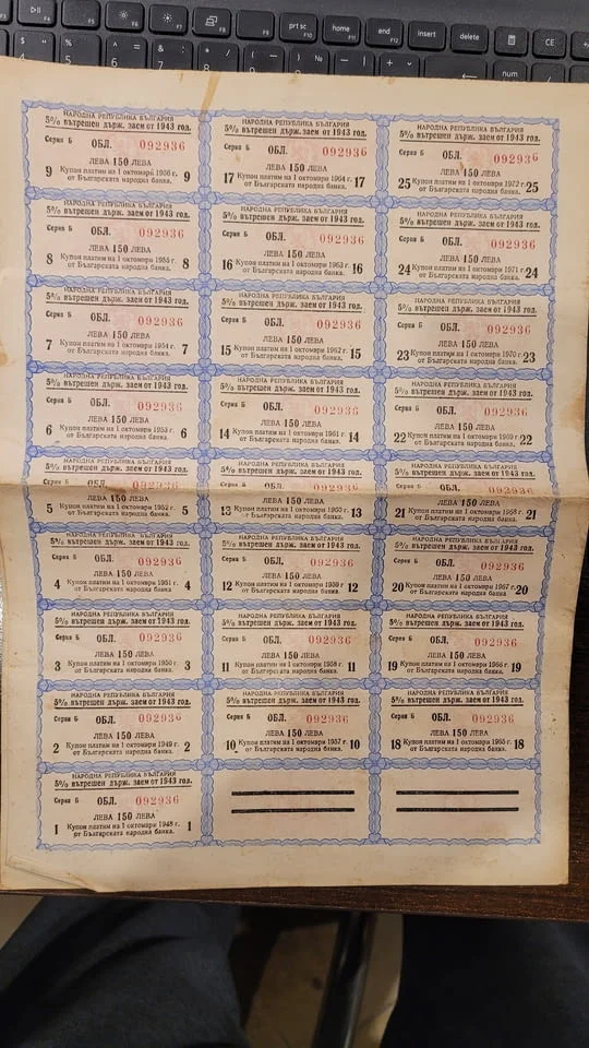 Продавам стари облигации от 1943 г. за 3000 лв — снимка 2