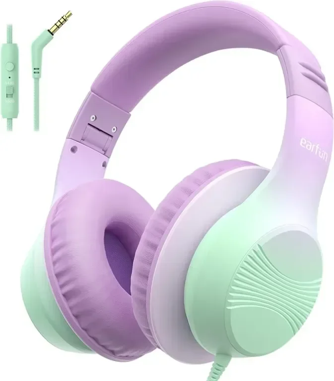 Детски слушалки EarFun с кабел, сгъваеми слушалки с микрофони, 85/94dBA безопасно ограничение — снимка 3