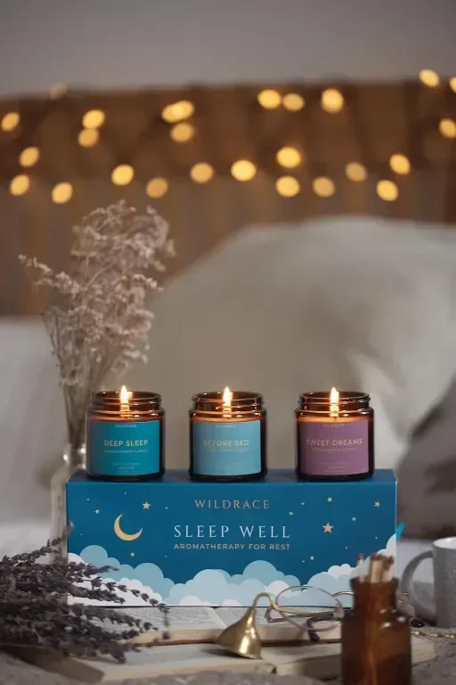 WILDRACE Подаръчен комплект свещи Sleep Well, ръчно изляти луксозни със 100% етерични масла — снимка 5