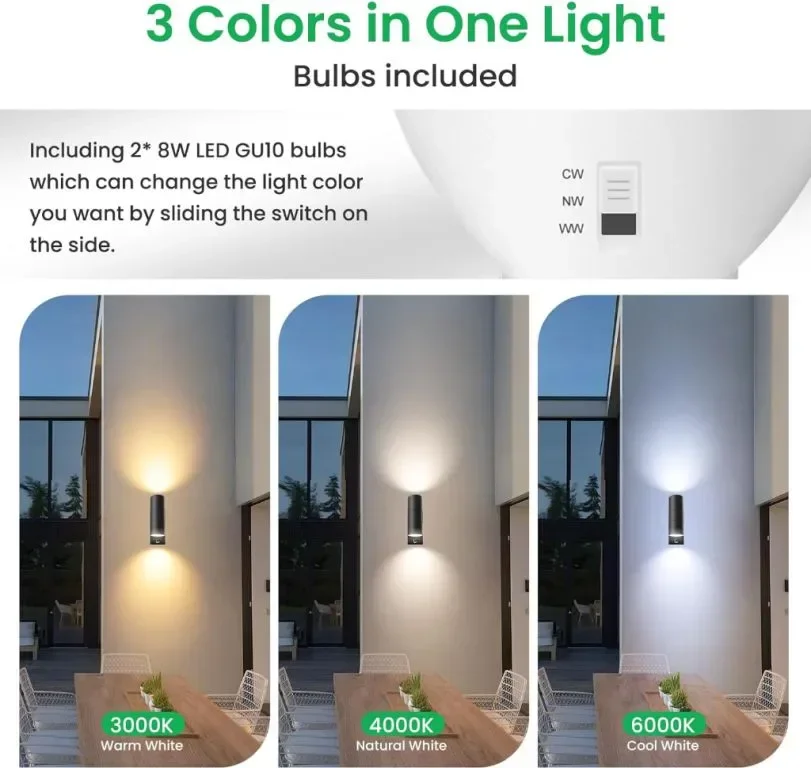 ALUSSO LED стенна лампа PIR сензор за движение 8W 750LM, нагоре надолу, 2 крушки — снимка 3