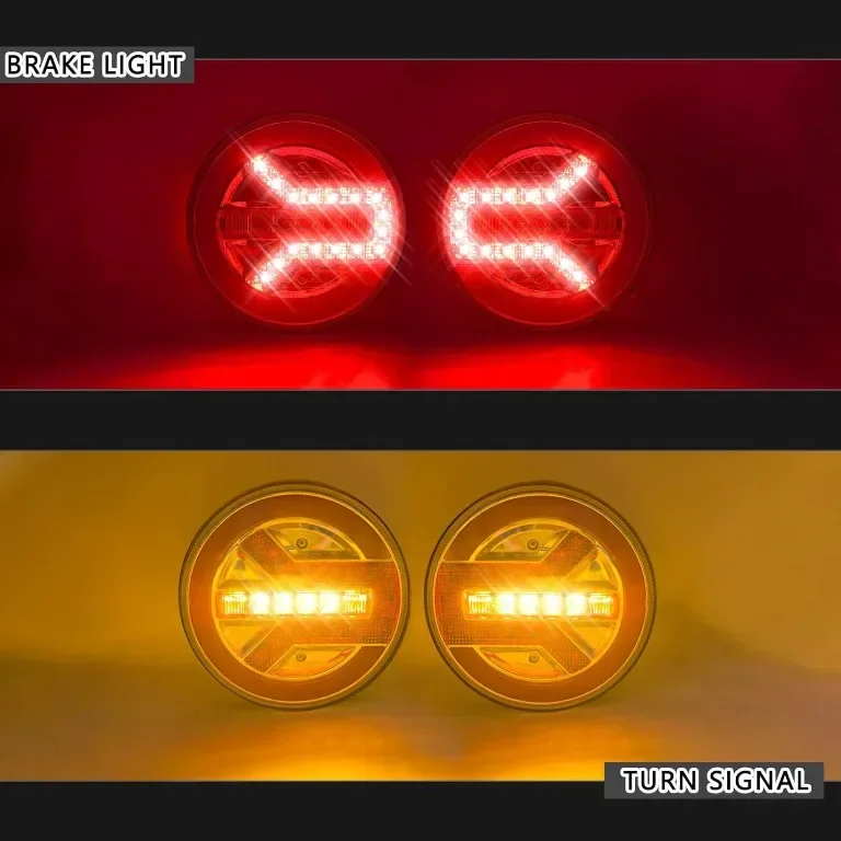 YOYOCOOL Задни LED кръгли фарове за ремарке 12V 24V, водоустойчиви - сертификат E9 (FJ5019-2 броя) — снимка 2