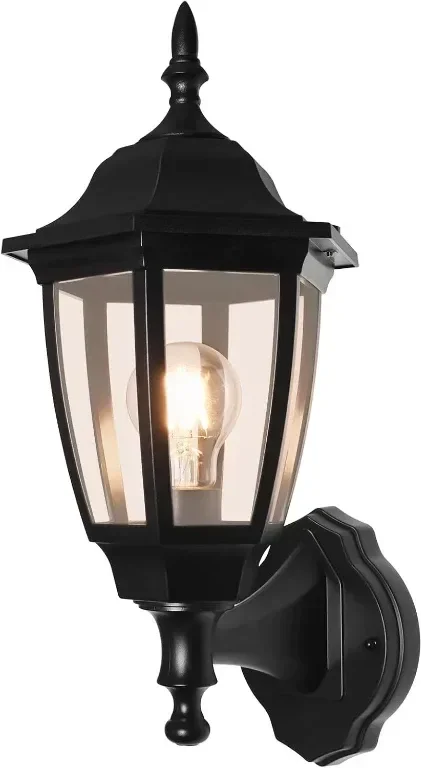 FUDESY Външна модерна стенна лампа, IP44, Max 60W E27, черна