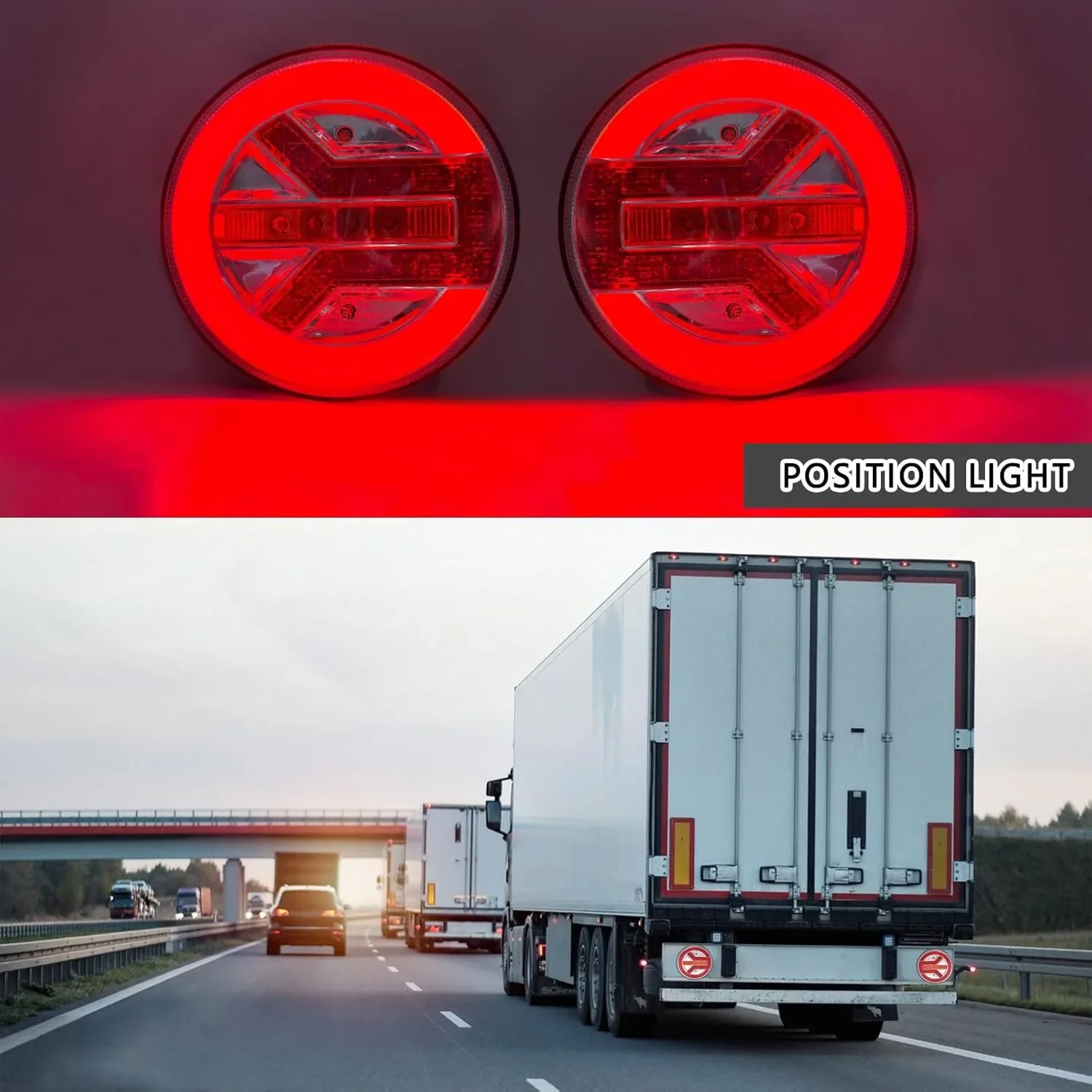 YOYOCOOL комплект 2 бр. LED задни кръгли фарове за ремарке 12V/24V, водоустойчиви, сертификат E9 (FJ5019) — снимка 2