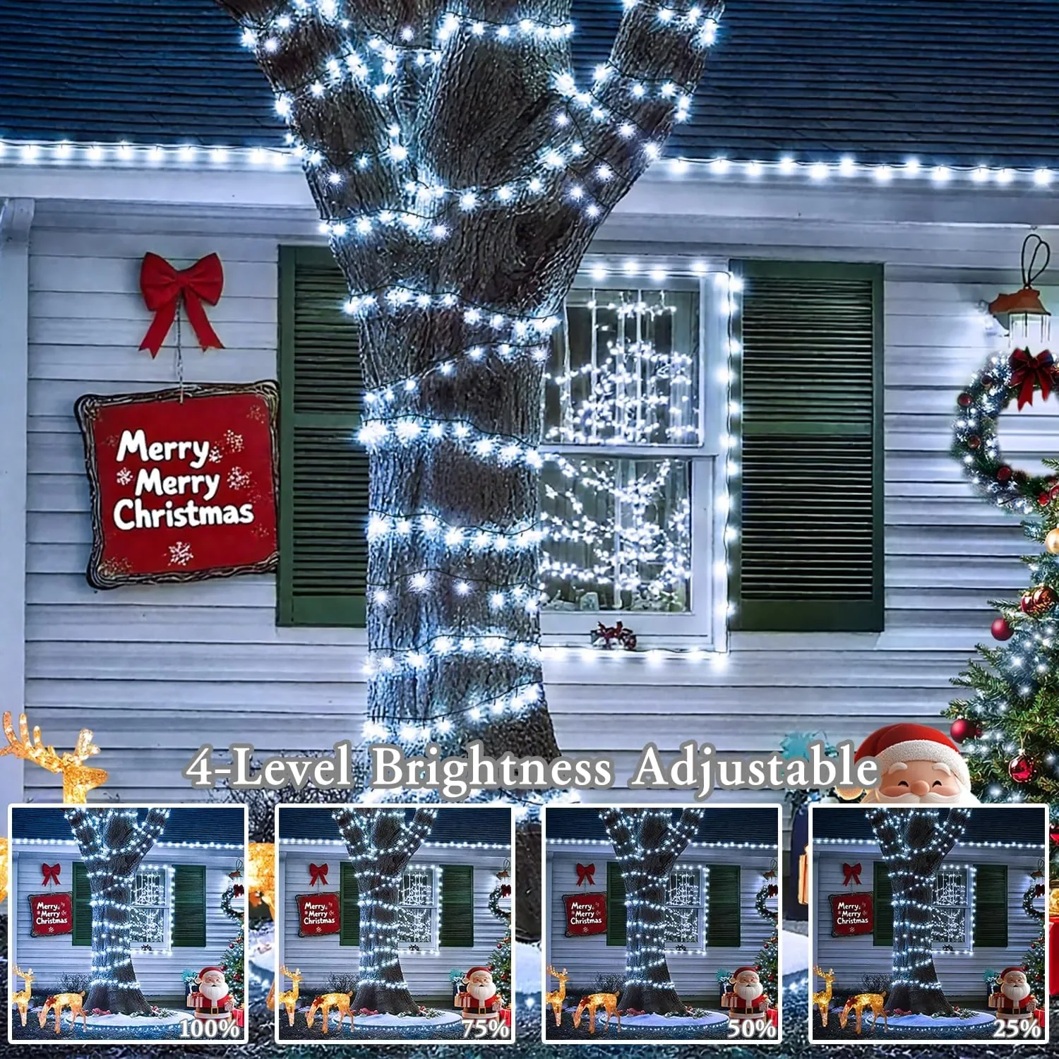 40 м LED коледни лампички със соларис - дистанционно управление, таймер и 8 режима — снимка 6