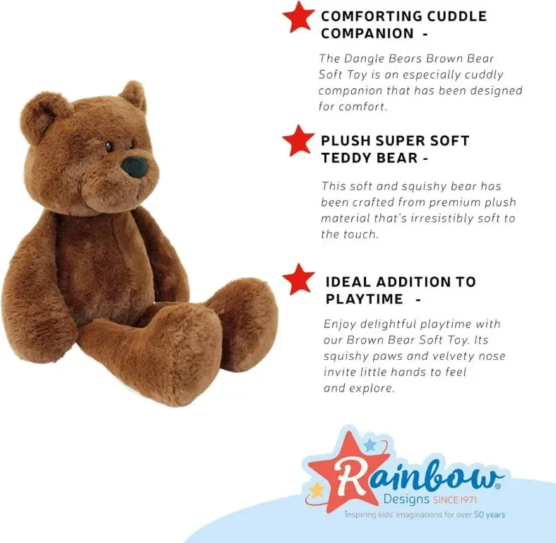 Rainbow Designs Меко плюшено мече, играчка за малки деца, подходяща от раждането, кафяво — снимка 4