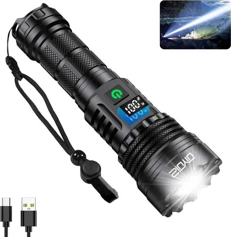 Siuyiu Акумулаторна фенерче Led Torch, 6500 лумена с регулируем фокус, IPX45