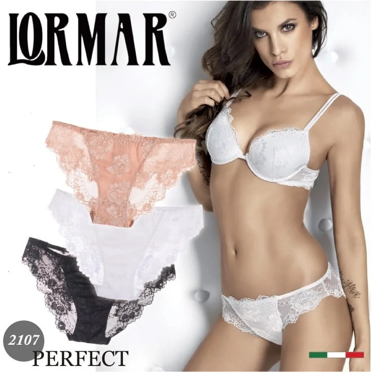 Lormar S, M, L, XL черни, телесни, бели женски дантелени бикини с нормална талия дамско бельо Лормар