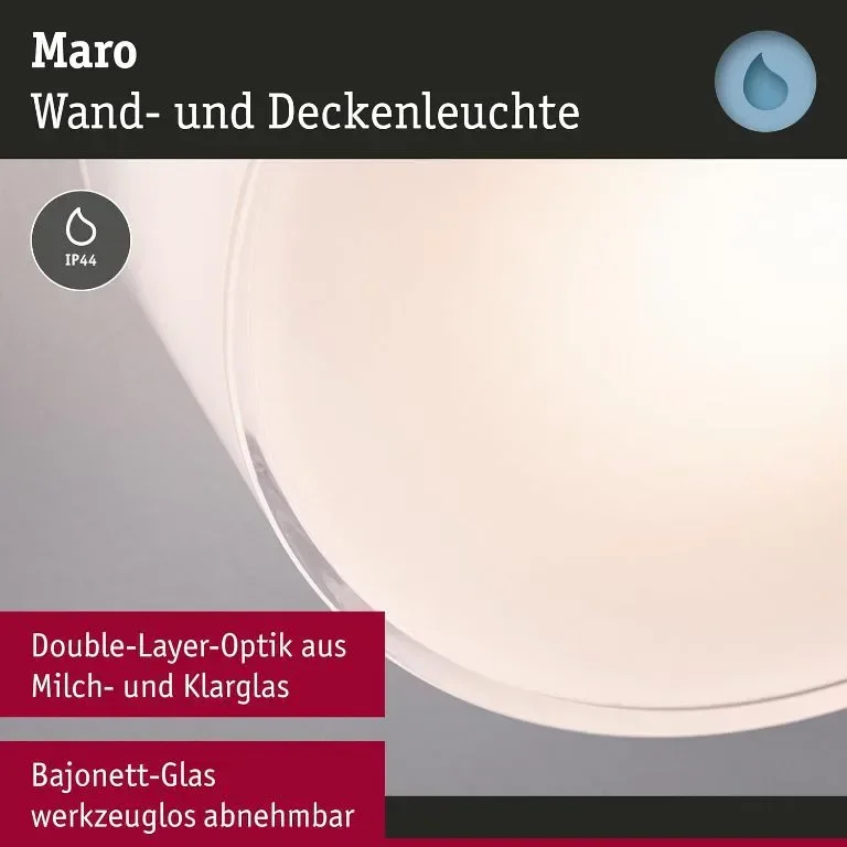 Paulmann 71081 LED Осветително тяло за таван Maro IP44 3000K 430lm 230V 6.8W Бяло — снимка 3