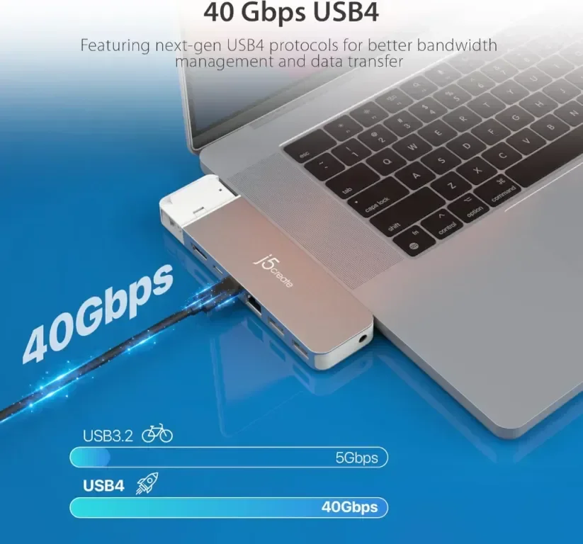 Хъб j5create 4K60 Elite Pro USB4,за MacBook 2021/2022 Pro/Air (JCD395) — снимка 3