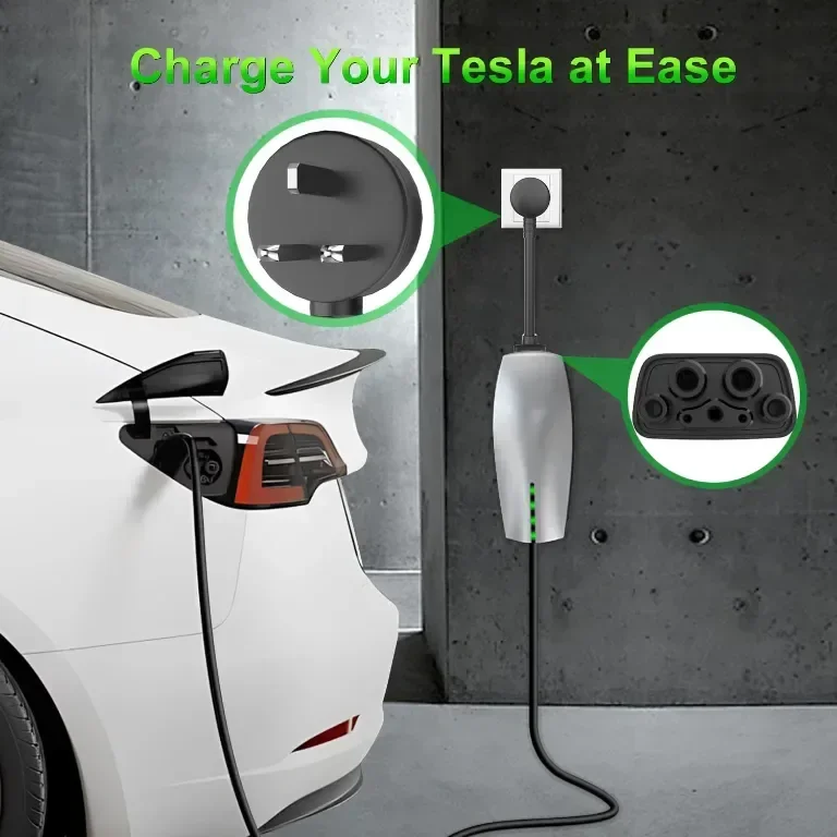 Aiskooc UK 3-пинов към Tesla Gen 2 UMC адаптер, 0,3 м дължина на кабела, 10 A, Tesla 3/S/X/Y — снимка 4