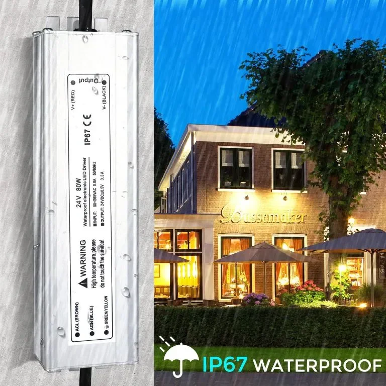 LightingWill 24V 3,33A 80W захранване IP67, външен водоустойчив, AC 240V към DC 24V трансформатор — снимка 3