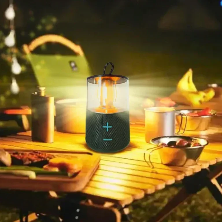 Преносим акумулаторен LED къмпинг фенер с Bluetooth високоговорител, винтидж — снимка 2
