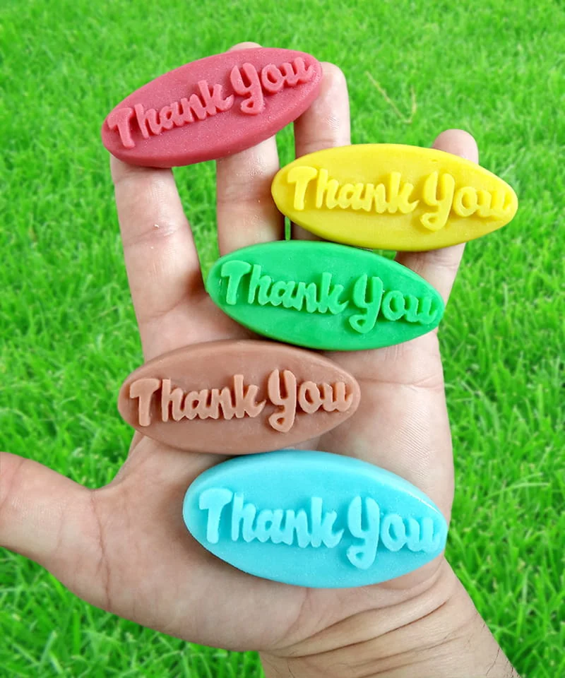 Ароматни и Цветни глицеринови сапунчета с надпис „thank you“ 10 броя от atelierabcarving.com