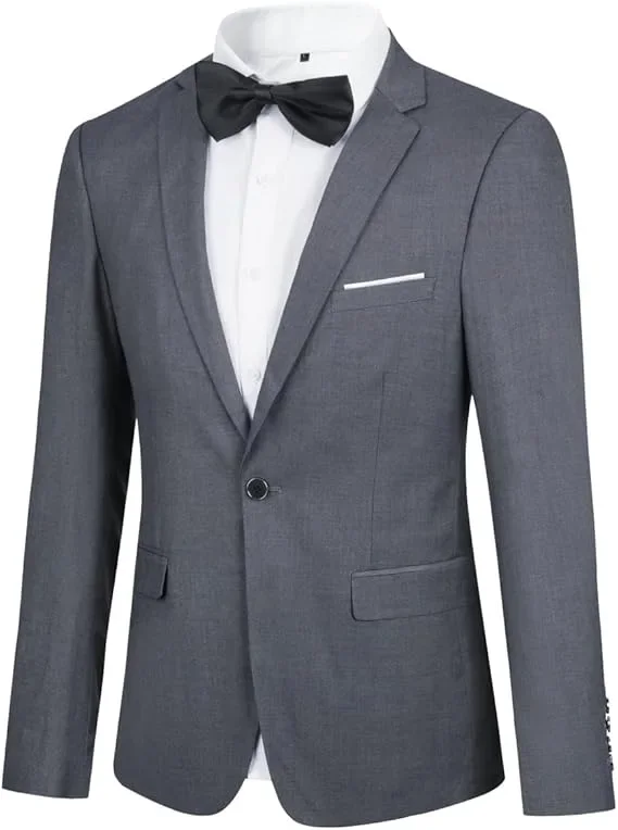 YFFUSHI мъжко елегантно сако Slim Fit с папионка и 1 копче, класически стил, XL — снимка 2