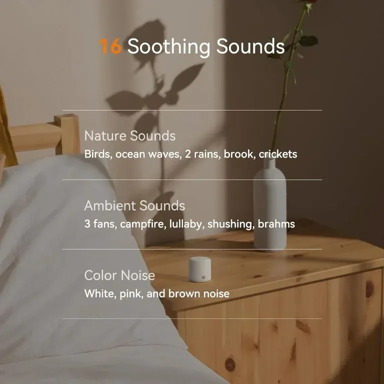 Dreamegg Pocket Sleep 1 - Преносима машина за бял шум за сън, 16 релаксиращи звука, 32 нива на звука — снимка 8