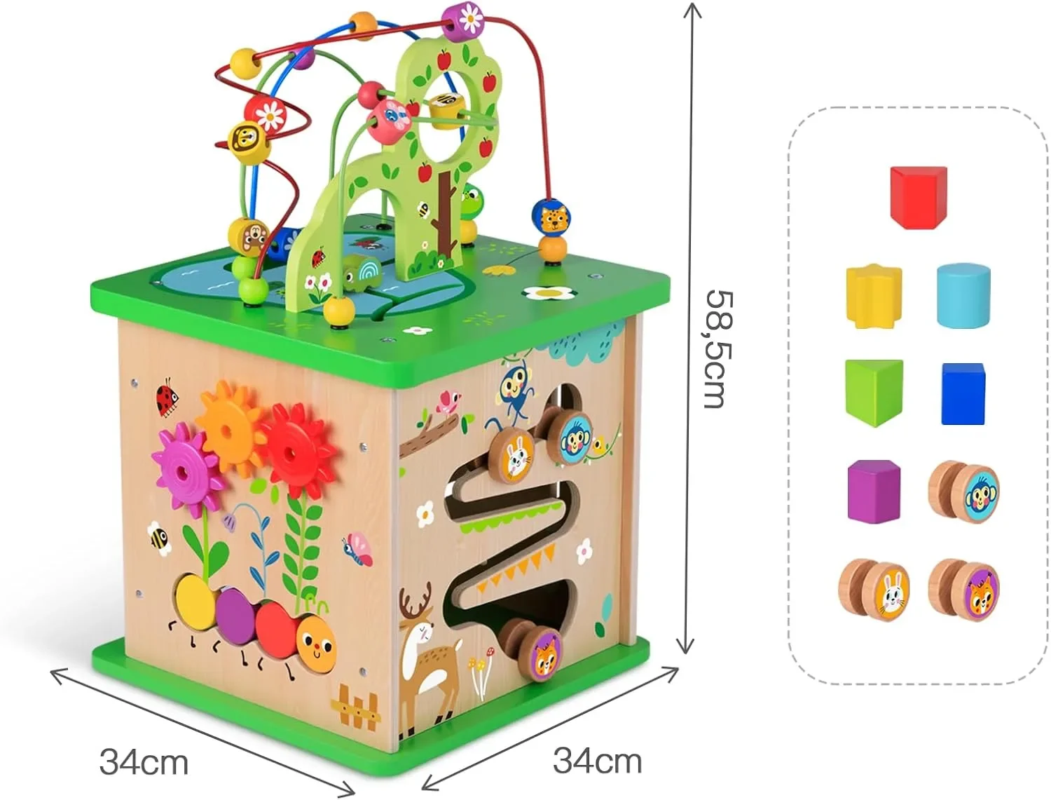 OOOK Play Activity Center „Forest“ 5 в 1 – голям дървен образователен куб за игра — снимка 4