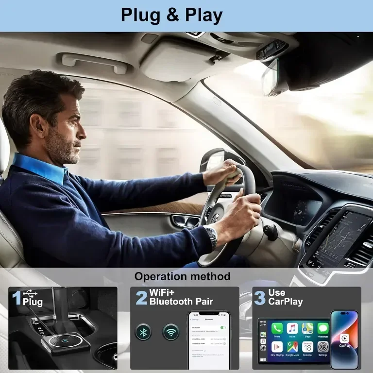 Безжичен адаптер за Carplay, стабилен бърз Mini Carplay безжичен адаптер, кабелен към безжичен — снимка 4