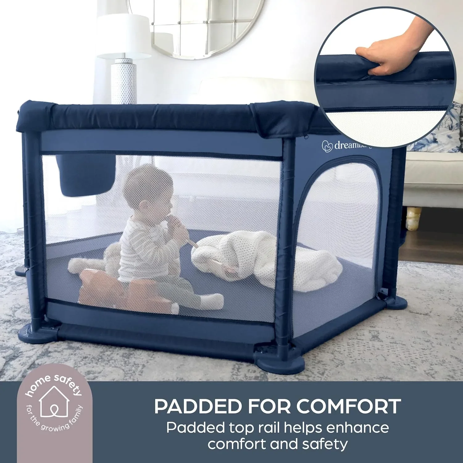 Dreambaby Explore Deluxe голяма кошара за игра, padded top frame, 140×140 см — снимка 2