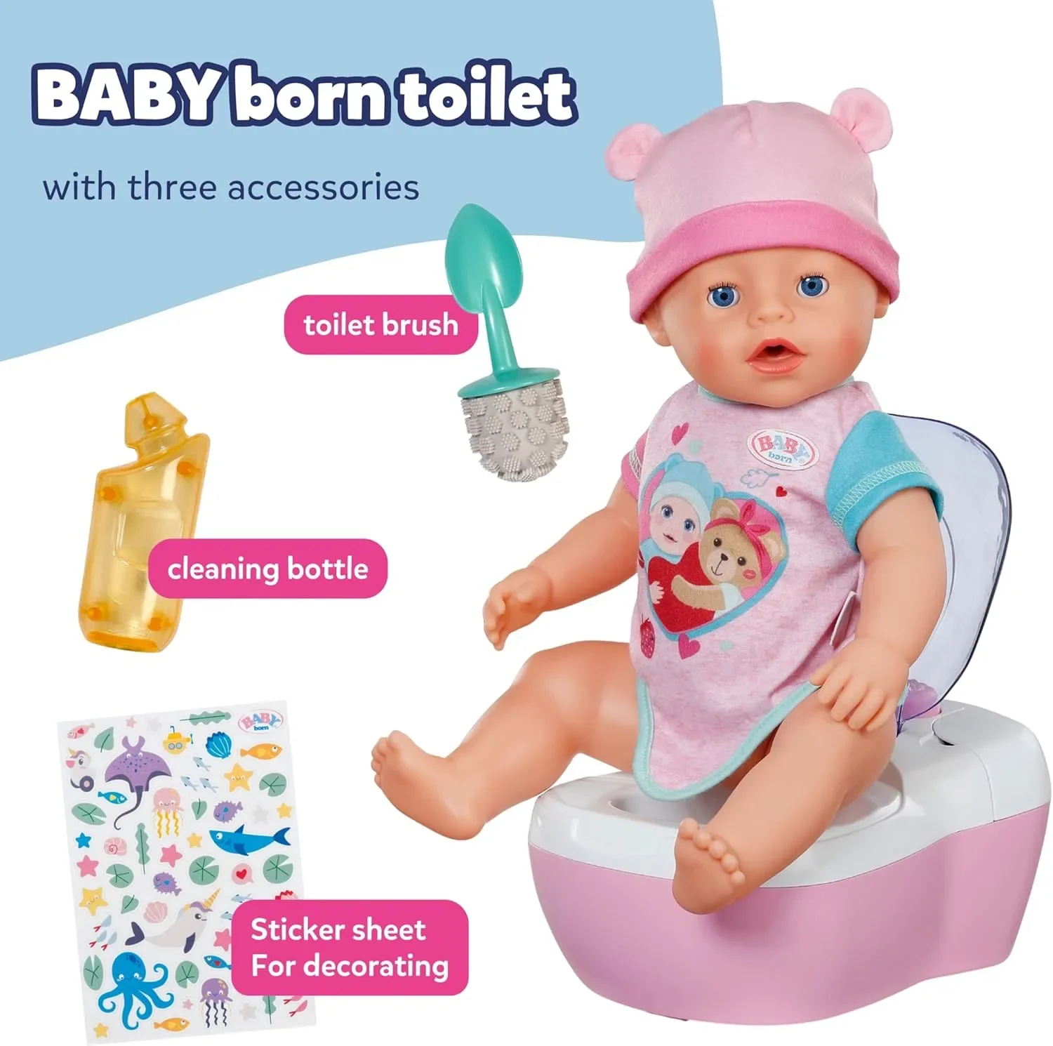 BABY born интерактивна тоалетна за кукли със звуци и 3 аксесоара (за кукли 36 и 43 см) — снимка 2