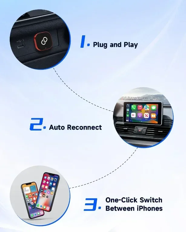 Безжичен CarPlay адаптер Spedal за iPhone, за автомобили от 2016 г. и iOS 10+ (само за iPhone) — снимка 3