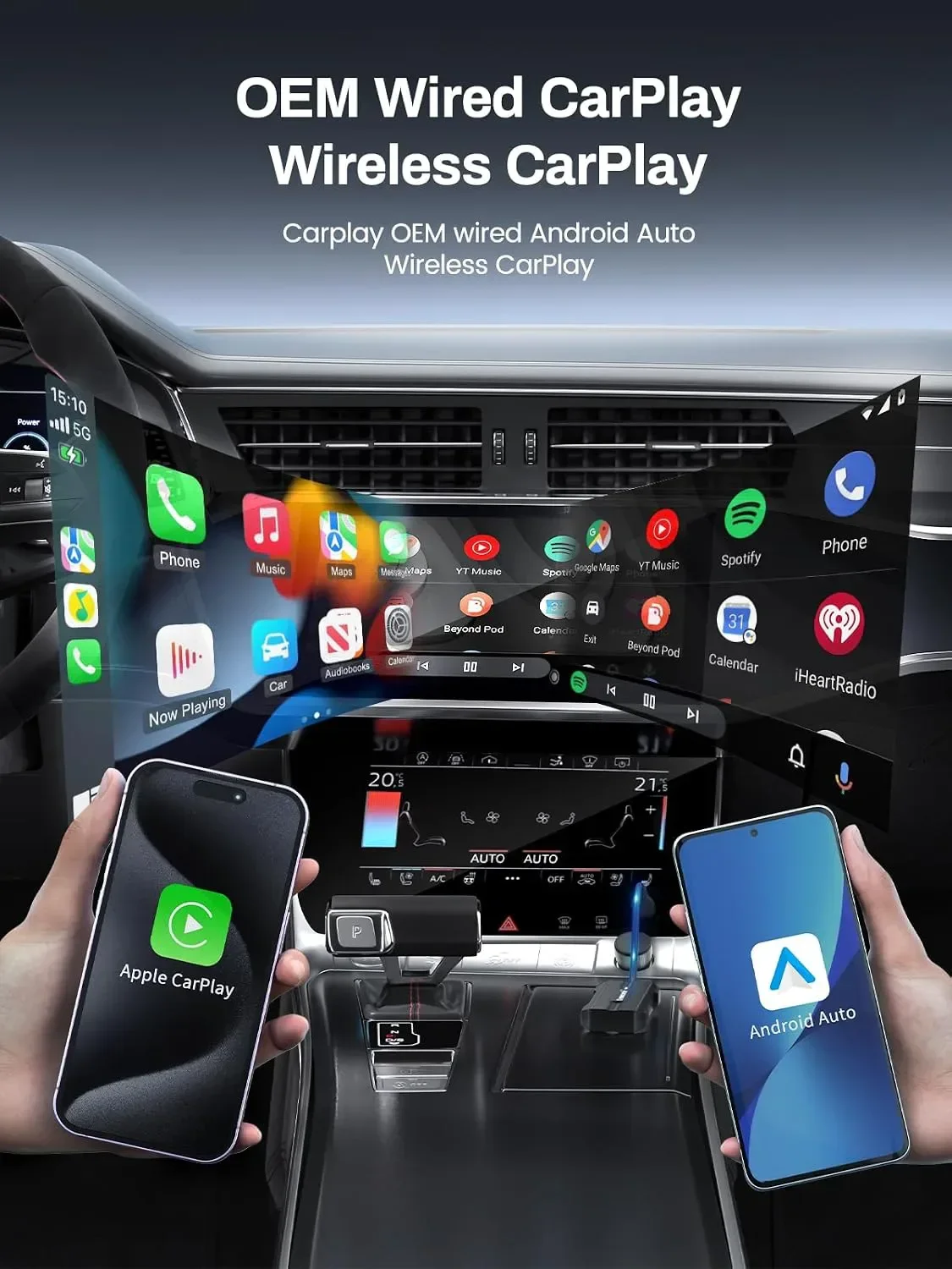 Безжичен CarPlay & Android Auto адаптер Lemorele (Wireless CarPlay Dongle) 2-в-1 — снимка 5