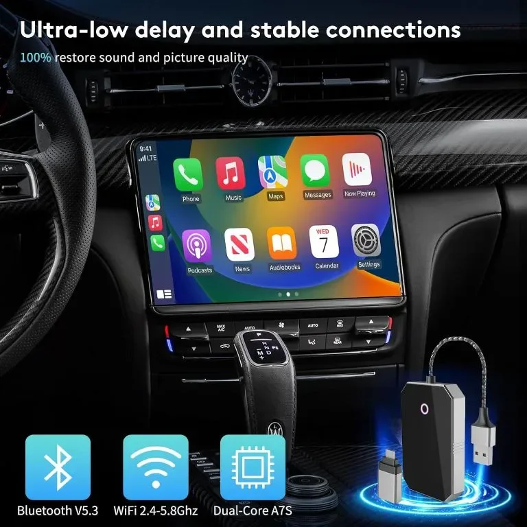 Безжичен адаптер GOQELK Carplay 2024, 2 в 1 Android Auto безжичен адаптер Carplay и Android Auto — снимка 5
