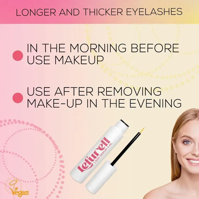 LEFURELL Eyelash Growth Серум за мигли, по-дълги, плътни и по-здрави мигли, без хормони, веган, 3 мл — снимка 8