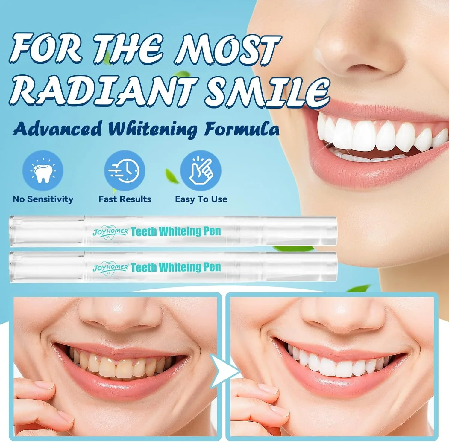 Писалка за избелване на зъби с гел Joyhomer Teeth Whitening Pen – 2 броя — снимка 2