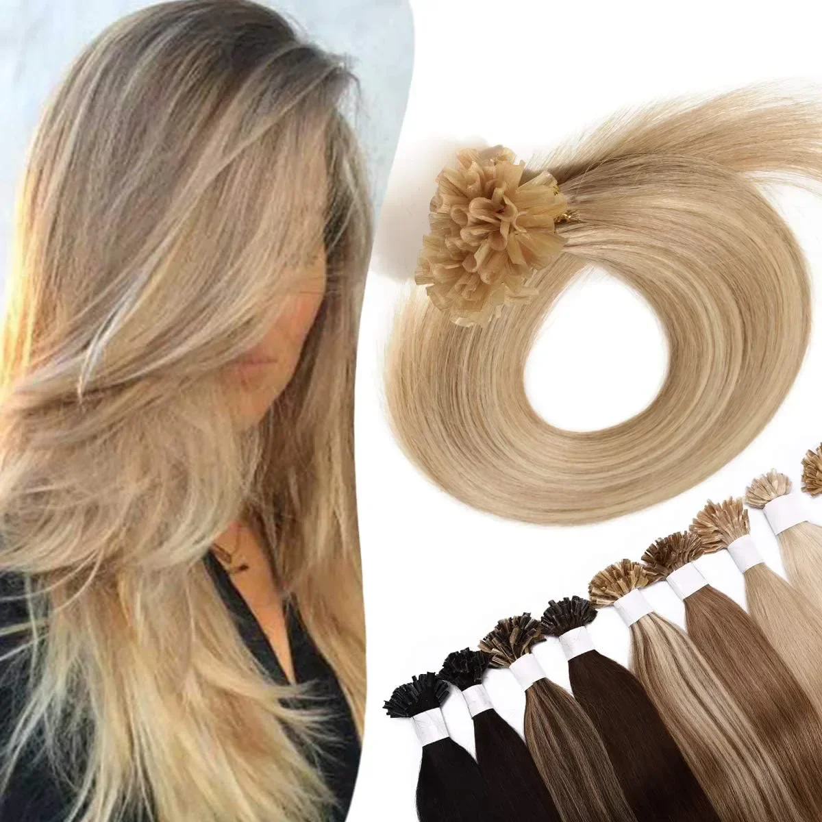 35,6 см SEGO U-tip човешка коса, 50 г, 100 кичура (0.5 г), Remy