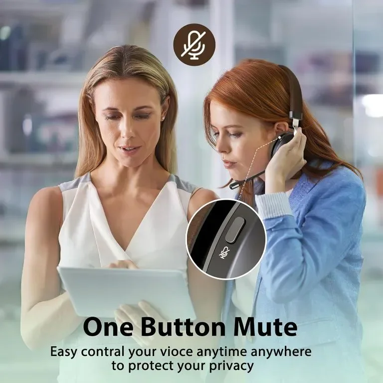 Безжични слушалки, Bluetooth слушалки с микрофон, AI шумопотискащ микрофон и USB донгъл, 45 часа — снимка 5