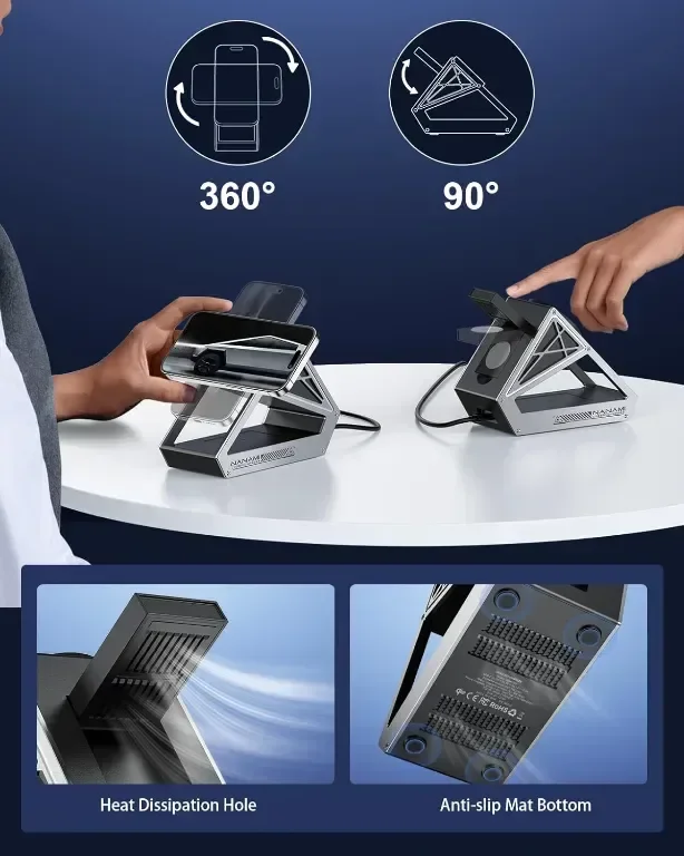 NANAMI Безжично зарядно устройство 3 в 1 за iPhone, iWatch, AirPods — снимка 6
