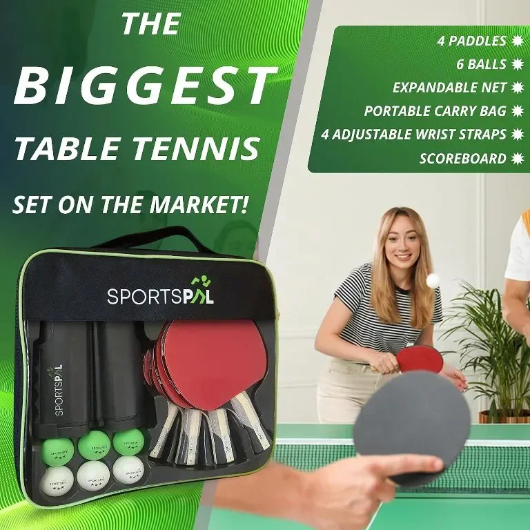 Преносим комплект за тенис на маса SportsPal All-in-One, професионално качество — снимка 5