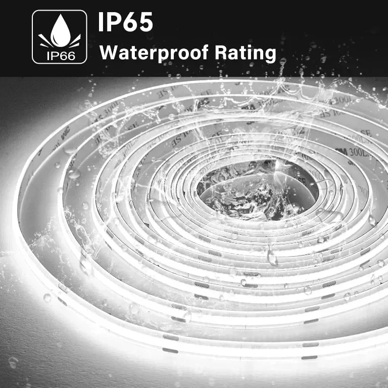 SIRYYUI IP65 COB LED лента 5 метра, 24V, водоустойчива, 480 LED/м, 6000K, 8 мм, без захранване — снимка 2
