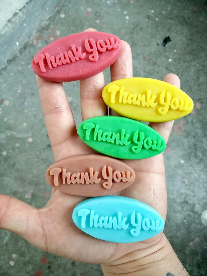 Ароматни и Цветни глицеринови сапунчета с надпис „thank you“ 10 броя от atelierabcarving.com — снимка 5
