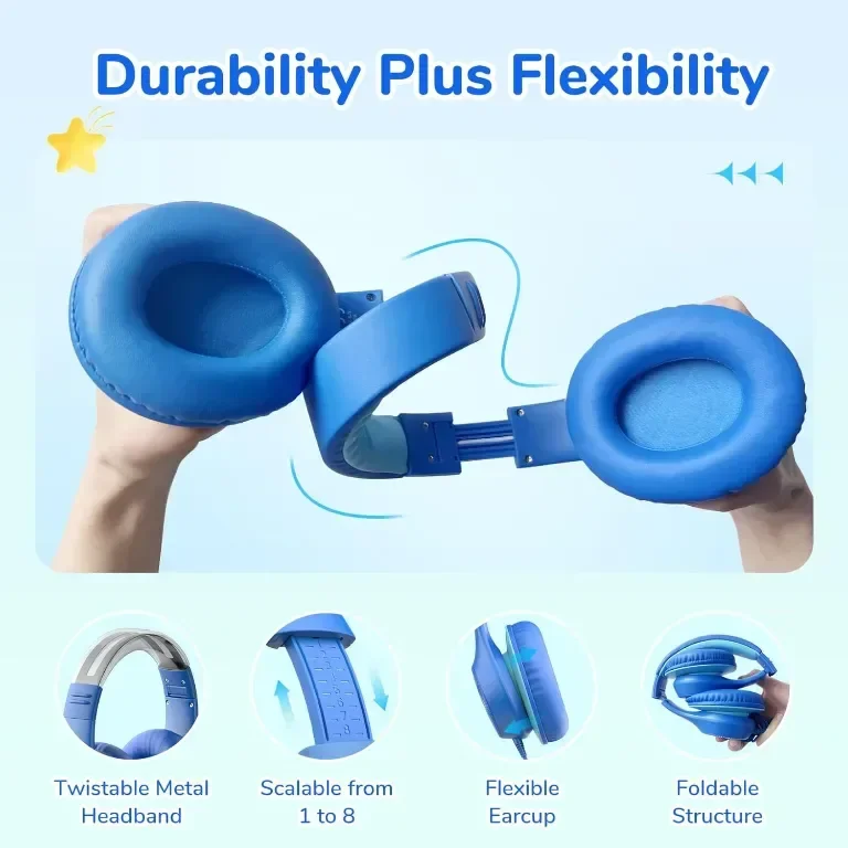 Детски слушалки EarFun с кабел, сгъваеми слушалки с микрофони, 85/94dBA безопасно ограничение — снимка 7