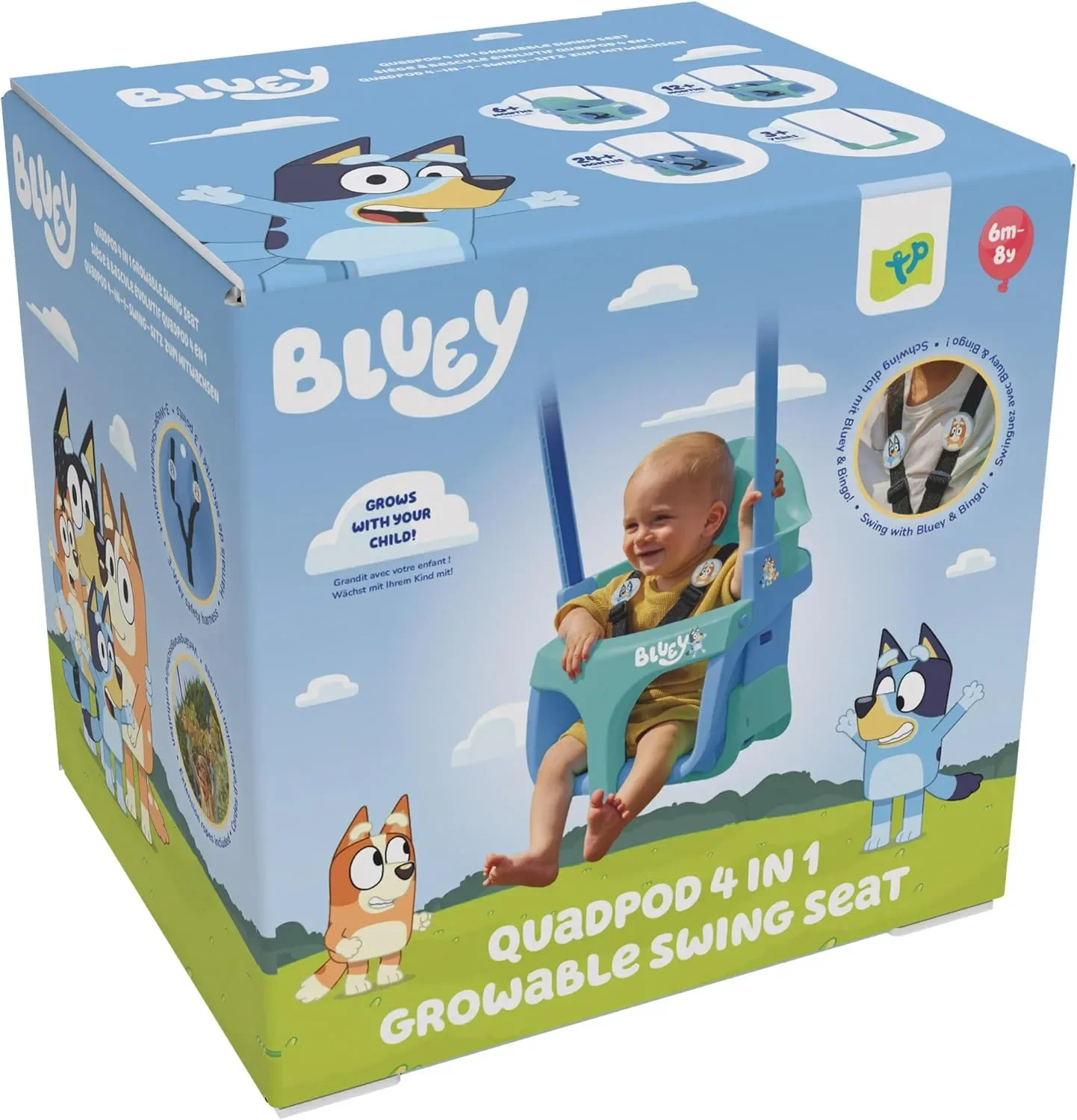 Bluey Quadpod 4-в-1 люлка със сменяеми режими и предпазен колан (6 месеца–8 години) — снимка 8