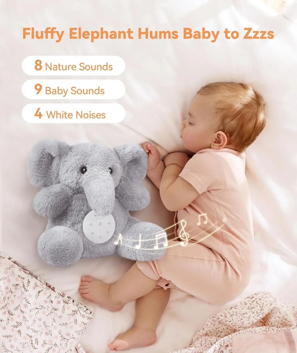 Dreamegg „Snuggle Elephant“ бебешка машина за бял шум и звуци със запис на глас — снимка 4