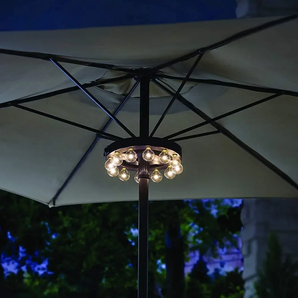 LED лампи за градински чадър/къмпинг палатка с дистанционно управление, 12 топли бели G40 — снимка 5