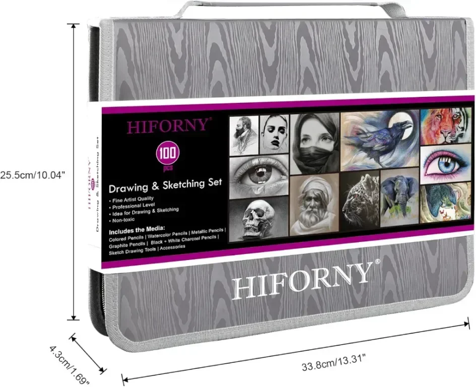 HIFORNY 100 бр. Комплект за рисуване и скициране, професионални артикули за рисуване — снимка 4